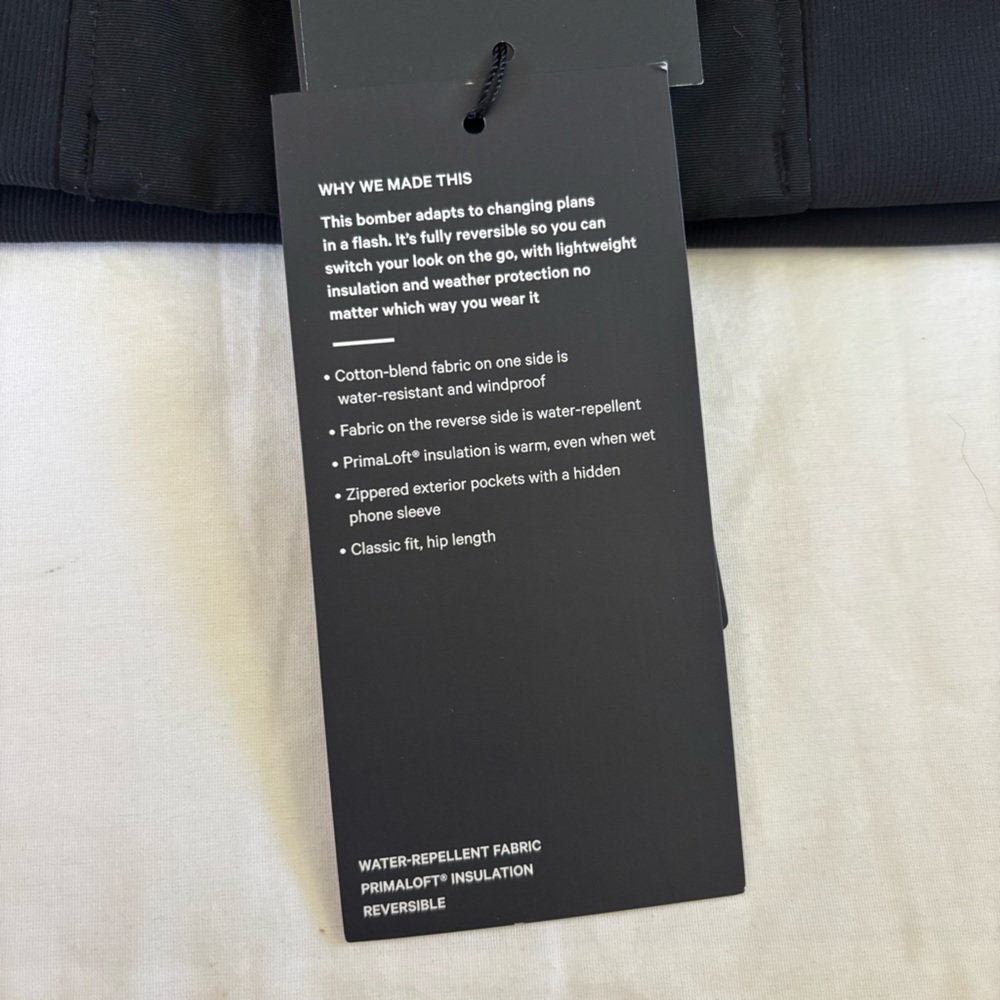Lululemon Switch Over Bomber Jacket BLK Black Reversible Men's Size Medium - Picture 10 of 10